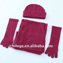 100% wool hat,scarf & glove sets/100% cashmere hat,scarf& glove sets